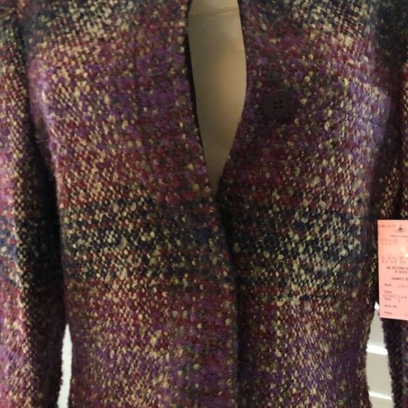 Carlisle Womens Jacket Burgundy Black Abstract Velvet Lined Collar Vintage 4 New - Picture 3 of 12